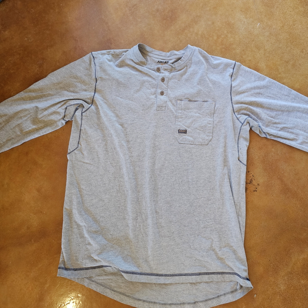 Gray Size XL Tall Men's Ariat Long Sleeve Shirt